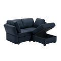 Space Saving Small Sectional Sofa With Ottoman, 2 Seater Sofa With 1 Ottoman, All Seats And Ottomans With Storage Function Blue Blue Polyester 2 Seat