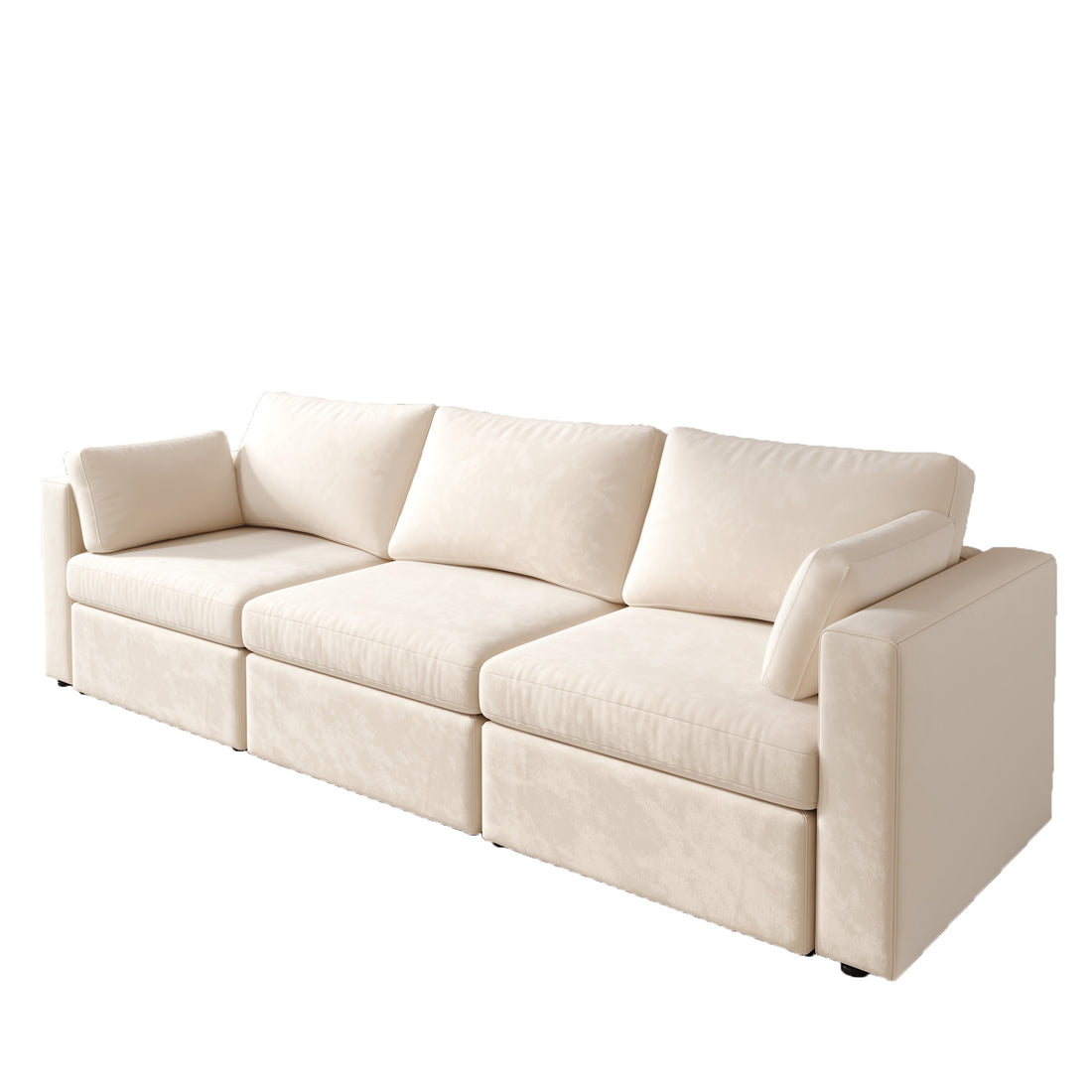 Modern Velvet Modular Sectional Sofa, Convertible Sofa Set With Pillows, Oversized Sectional Couches For Living Room, Loft, Apartment, Office White 3 Seats Wood Primary Living Space Medium Duty Pine 3 Seat White Velvet Medium Soft Cushion Back