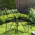 Modern Butterfly Cast Metal Garden Bench, Outdoor Bench Patio Seat, Park Bench Outdoor Seating For Garden, Yard, Park, Entryway Black Garden & Outdoor Metal