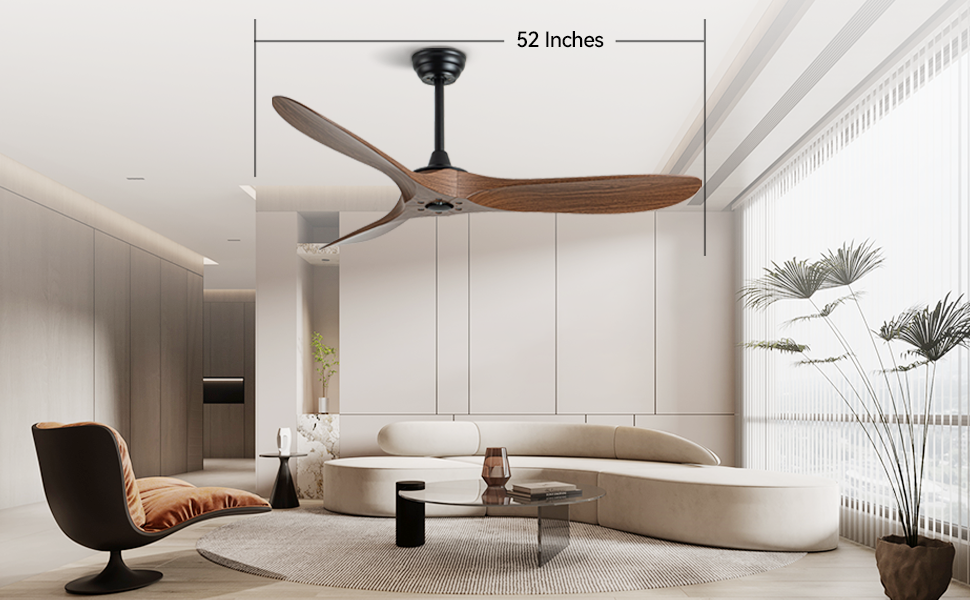 60 Inch Ceiling Fan With Remote Control Timed Lighting, Reversible Airflow And Quiet Operation For Living Room & Bedroom & Outdoor Wood Modern Abs