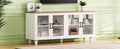 Farmhouse Tv Stand With Tempered Glass Doors For Tvs Up To 70