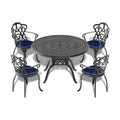 Cushions In Random Colors 5 Piece Set Of Cast Aluminum Patio Furniture With Cushions Yes Dining Set Black Seats 4 Rust Resistant Frame Water Resistant Cushion Garden & Outdoor Complete Patio Sets Aluminium