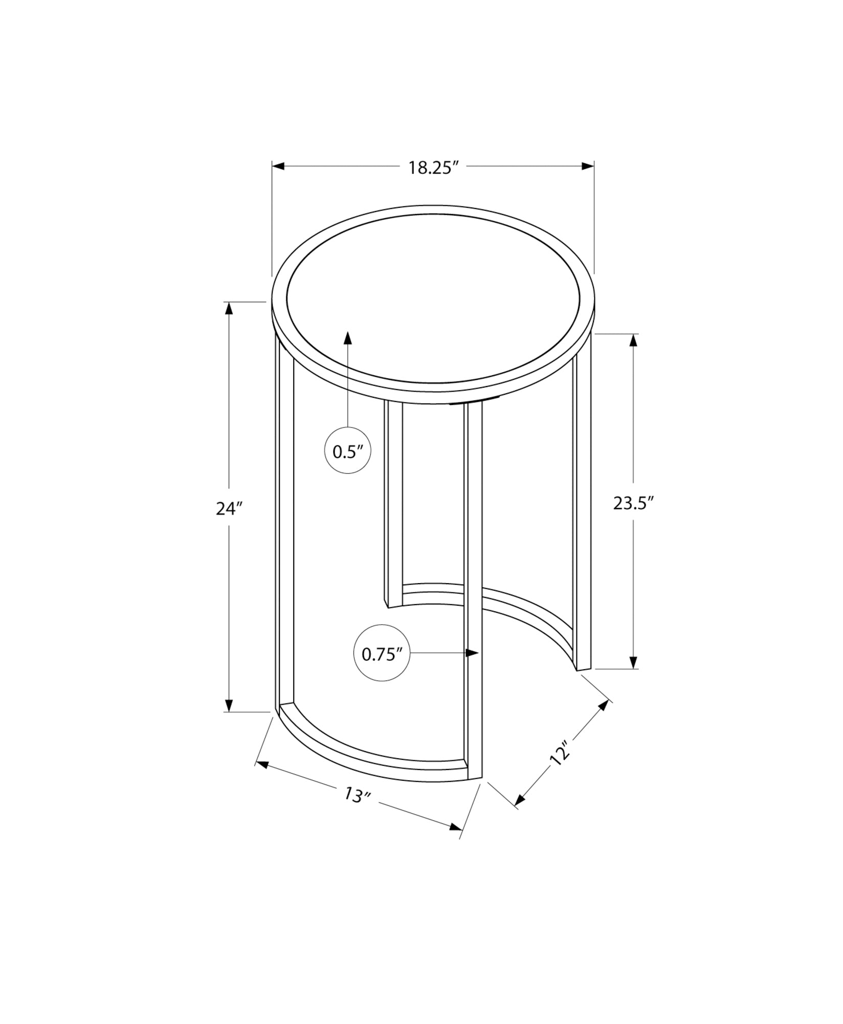 Accent Table, Side, Round, End, Nightstand, Lamp, Living Room, Bedroom, Grey Laminate, Black Metal, Contemporary, Modern Grey Metal