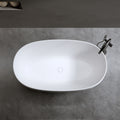 47'' Independent Solid Surface Resin Stone Bathtub, A Modern Designed Independent Bathtub With Pop Up Drainage And Overflowsuitable For Small Households Matte White Oval Bathroom Freestanding Tubs Matte Less Than 59 In Soaking Center Solid Surface