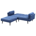 Blue Adjustable Sofa With Ottoman Blue Wood Primary Living Space Tight Back Modern Eucalyptus Flared Arms Wood Fabric 2 Seat