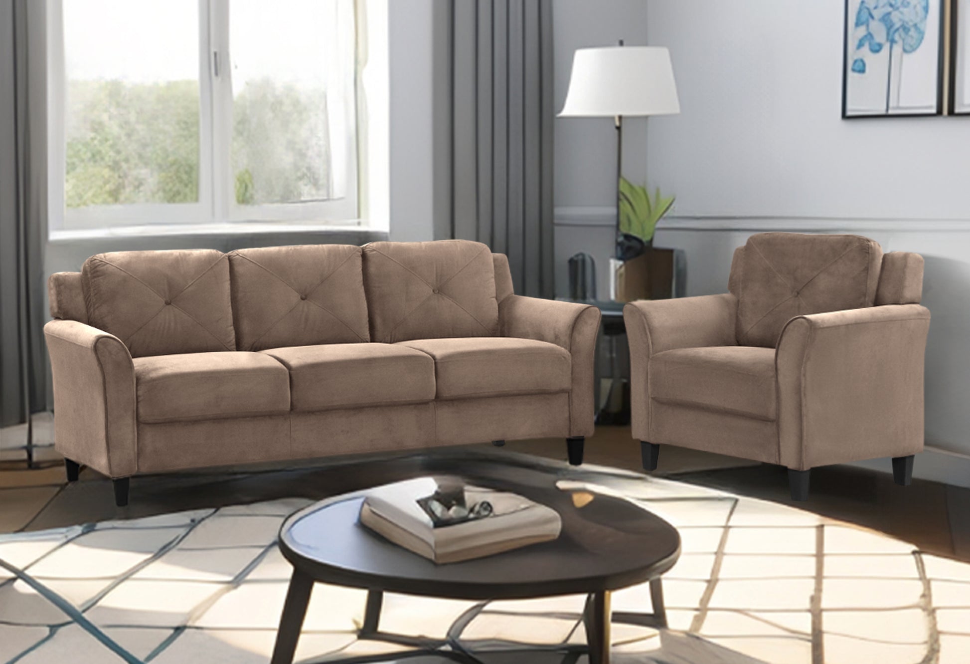 Fashionable Living Room Sofa For 1 People, Brown Velvet Fabric Antique Brown Velvet Wood Primary Living Space Soft Cushion Back Extra Heavy Duty American Traditional Square Arms Down Filling Velvet 1 Seat