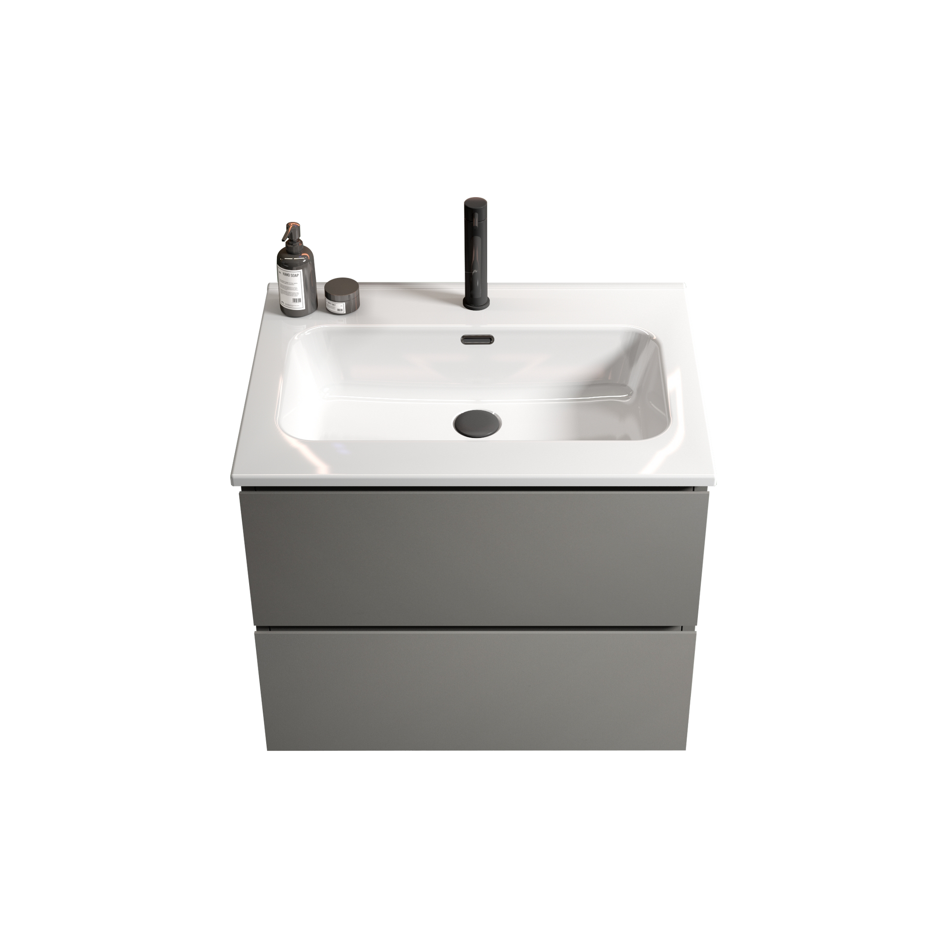 Wall Mount 24" Space Grey Bathroom Vanity With Ceramic Sink With One Faucet Hole, Large Storage Floating Bathroom Vanity For Modern Bathroom, Pre Assembled White Gray Bathroom Modern Ceramic Mdf