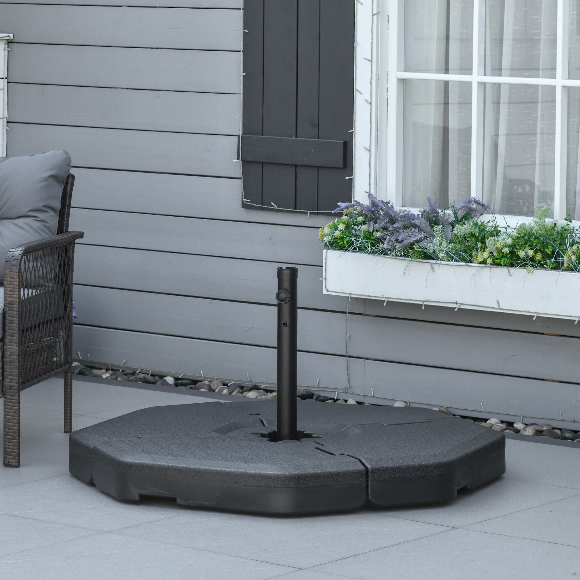 hexagon patio umbrella stand Outsunny 4 Pc Patio Umbrella Base, Outdoor Hexagon Stand Cantilever Of
