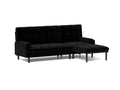 Black Corduroy Sectional Sofa: Convertible 3 Seaters Sofa, L Shaped Sofa, And Bed Black Velvet Metal Primary Living Space Medium Soft Loose Back Pillow Top Arms Foam Fabric Metal 3 Seat