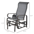 Outsunny Outdoor Glider Chair, Gliders For Outside Patio With Smooth Rocking Mechanism And Lightweight Construction For Backyard, Gray Brown Steel