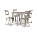 5 Piece Farmhouse Dining Set, Weathered Gray Wood, Sleek Accent Gray Wood