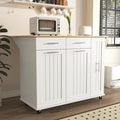 K&K Kitchen Island With Drop Leaf, Kitchen Storage Cart With 3 Tier Pull Out Cabinet Organizer, Internal Storage Rack, Rolling Kitchen Cart On Wheels With Towel Rack, 2 Drawers, For Kitchen, White White Brown Kitchen Classic,Farmhouse,Luxury,Modern