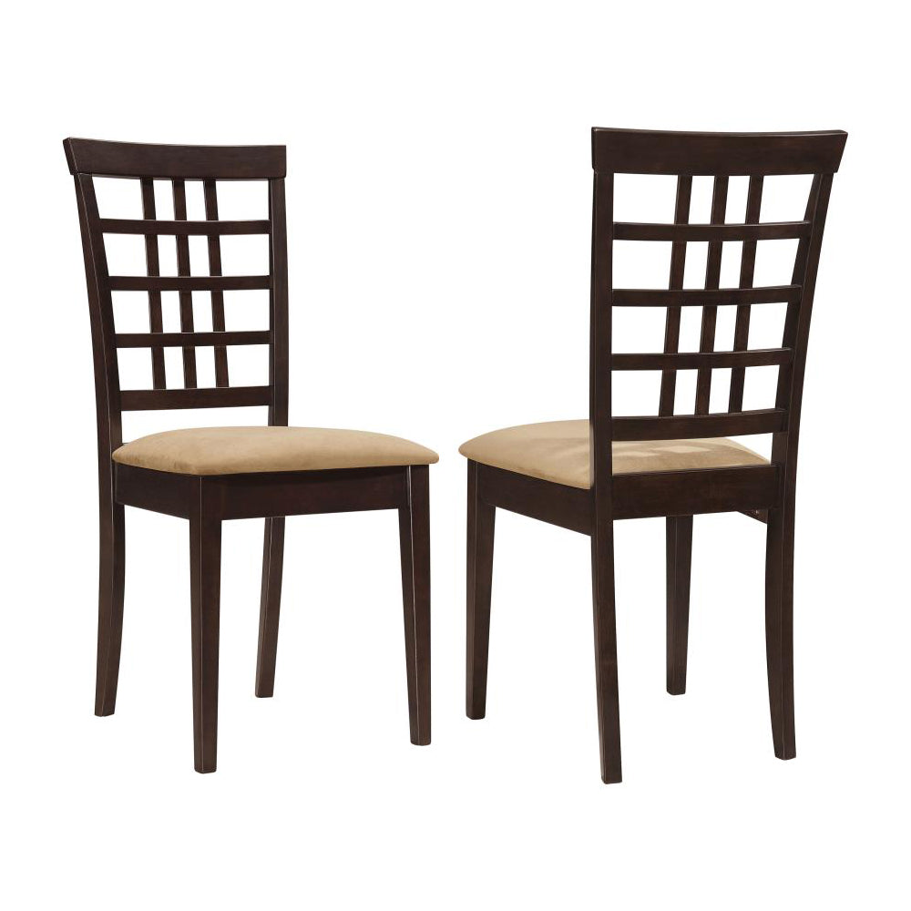 Set Of 2 Lattice Back Dining Chairs, Cappuccino Solid Cappuccino Dining Room Rectangular Dining Chairs Set Of 2 Fabric,Mdf