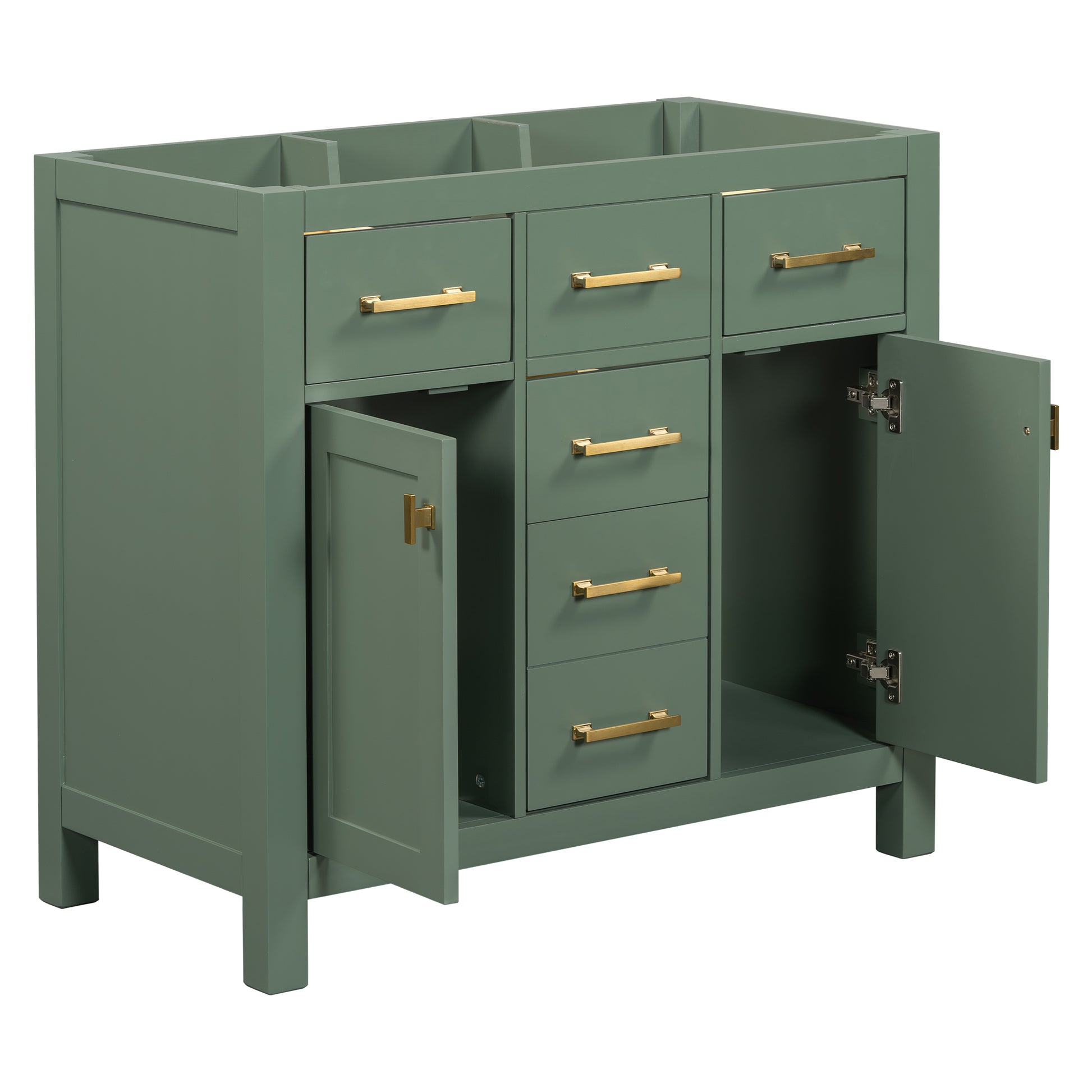 36'' Bathroon Vanity Without, Modern Freestanding Single Bathroom Cabinet With 4 Drawers & 2 Cabinets,Storage Cabinet For Bathroom, Solid Wood Frame Vanity Only, Green Not Include Sink Green Solid Wood Mdf