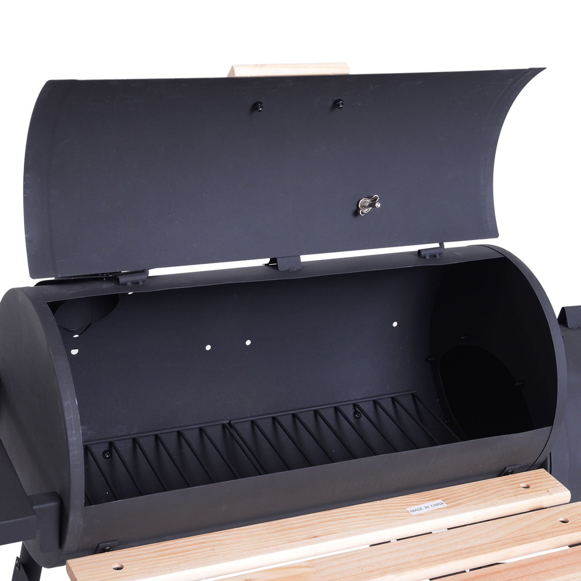 Outsunny 48" Steel Portable Backyard Charcoal Bbq Grill And Offset Smoker Combo With Wheels Black Steel