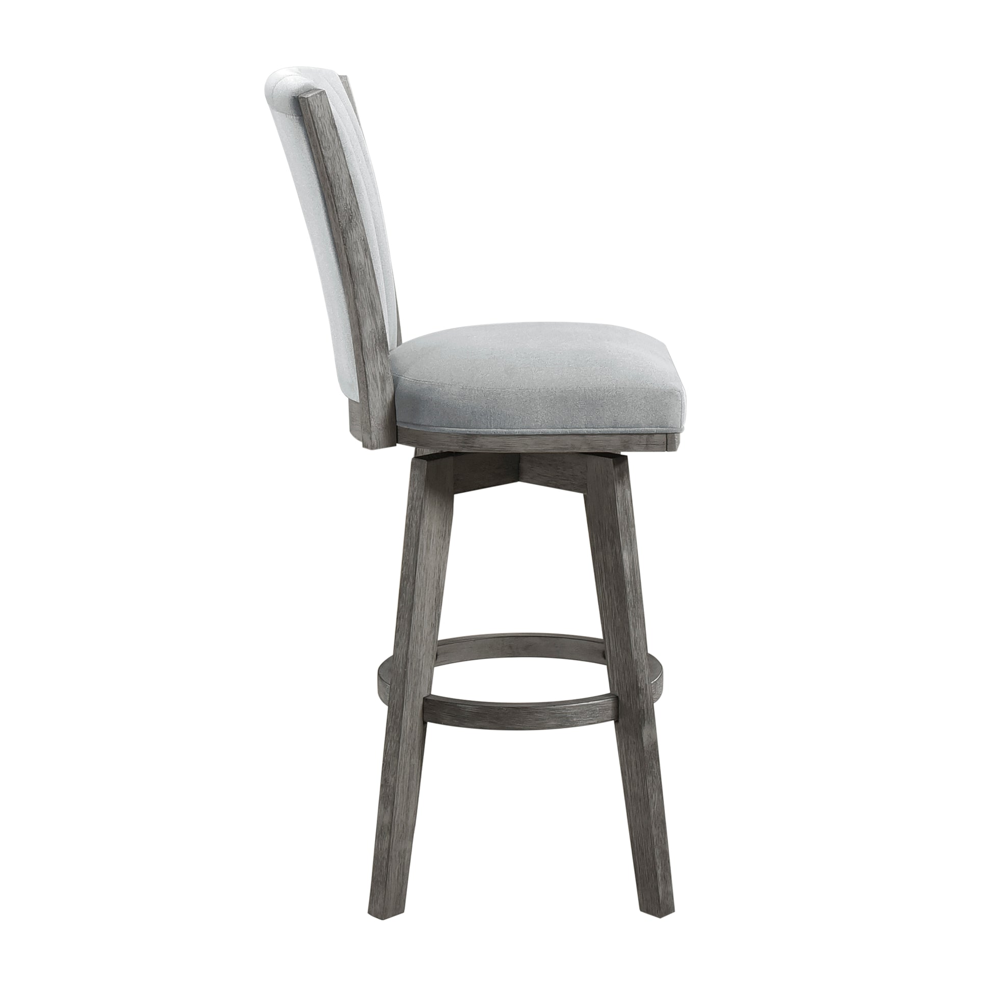 Gray Finish Set Of 2 Pub Height Chairs Swivel Seat Tufted Fabric Upholstered Solid Wood Dining Furniture Transitional Style Gray Dining Room Transitional Solid Wood
