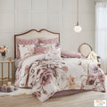 8 Piece Cotton Printed Comforter Set Blush Queen Queen Blush Polyester