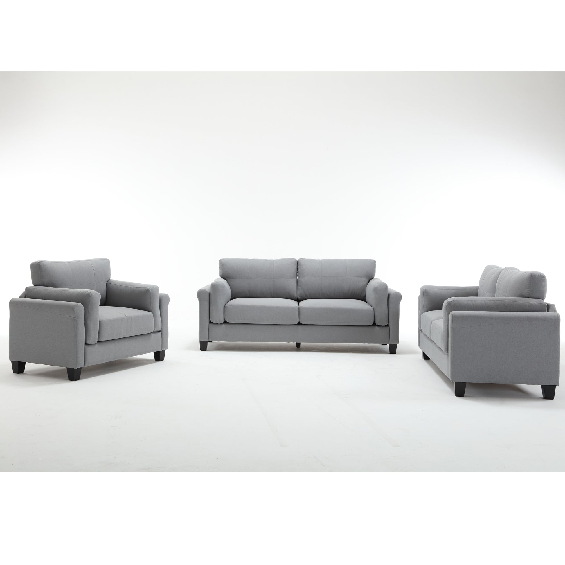 Oversized Modern 3 Pieces Sofa Set For Living Room Double Armrest Comfy Deep Seat Furniture Sets Chair & Loveseat & 3 Seater Couch, Gray Gray Primary Living Space Fabric 6 Seat