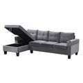 Sectional Sofa Set For Living Room With L Shape Chaise Lounge ,Cup Holder And Left Hand With Storage Chaise Modern 4 Seat Grey Grey Fabric 4 Seat