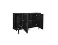 4 Door Storage Cabinet, Fluted Entertainment Center, Accent Cabinet With Adjustable Shelf ,Tv Stand Storage With Sliding Doors ,Tv Console Cabinet For Living Room Bedroom Freestanding 3 4 Spaces Natural Black Sliding Doors Dining Room Glam,Modern Mdf