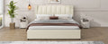 King Size Upholstery Platform Bed With Storage Headboard, 2 Drawers And Trundle,Beige King Beige Upholstered