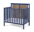 Connelly Mini Crib With Mattress Pad Midnight Blue Vintage Walnut Blue Brown Wood