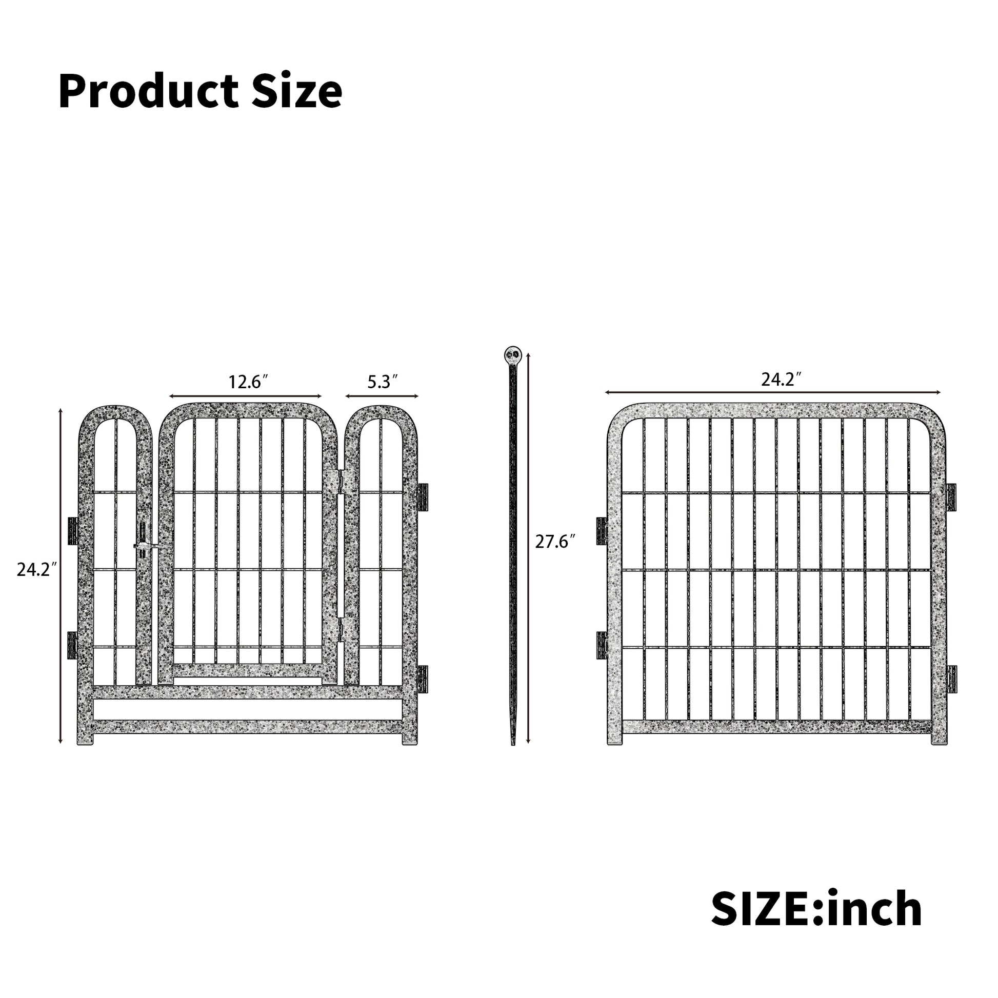 Dog Playpen 8 Panels 24" Height Heavy Duty Dog Fence Puppy Pen For Large Medium Small Dogs Indoor Outdoor Foldable Pet Exercise Pen Black Iron