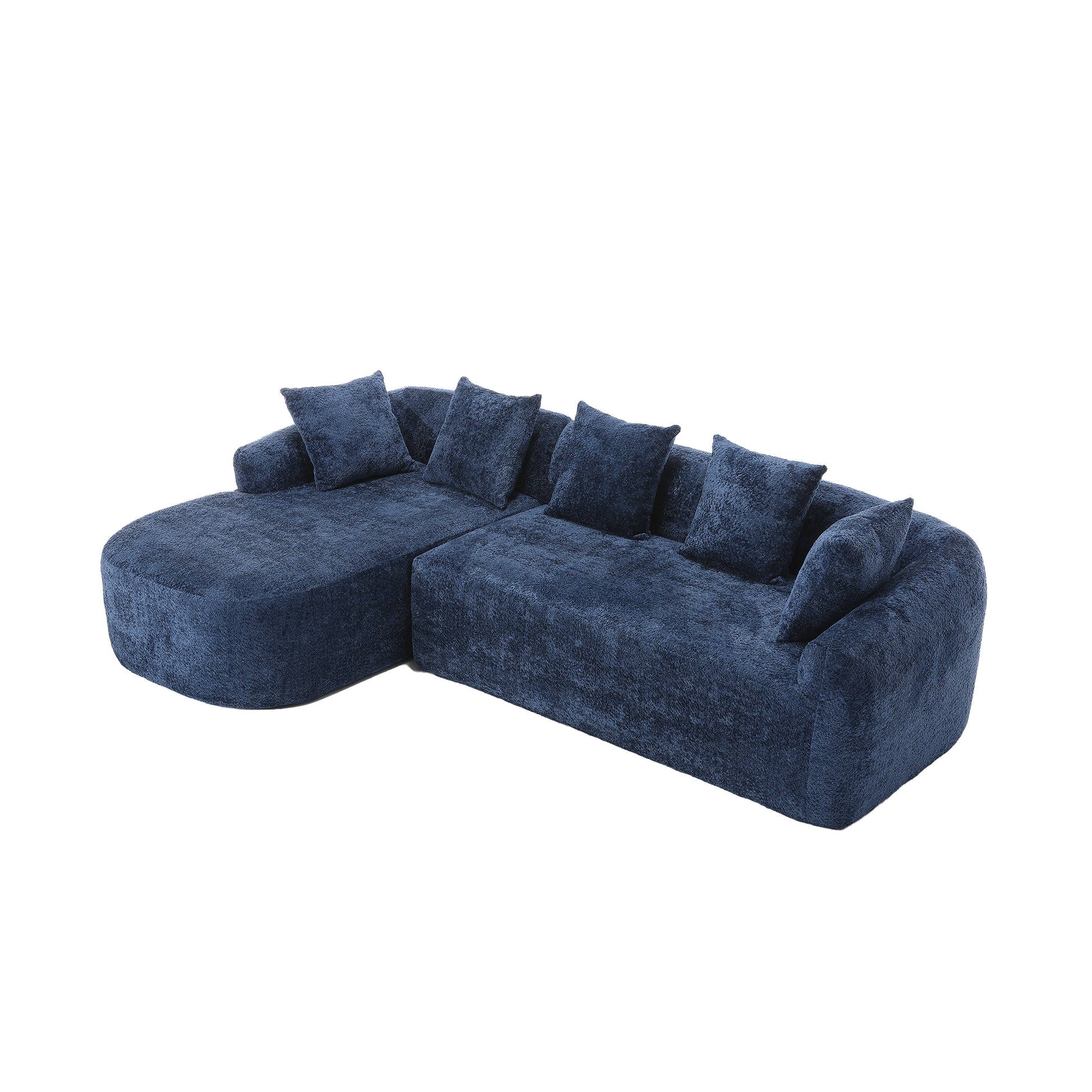Coolmore Boucle Sofa 3 Seater For Living Room Oversized Comfy Sofa L Shape Sofa Couch With Chaise Home Furniture Sleeper Sectional Sofa For Apartment, Office Left Hand Facing Blue Blue Primary Living Space Foam Boucle 3 Seat