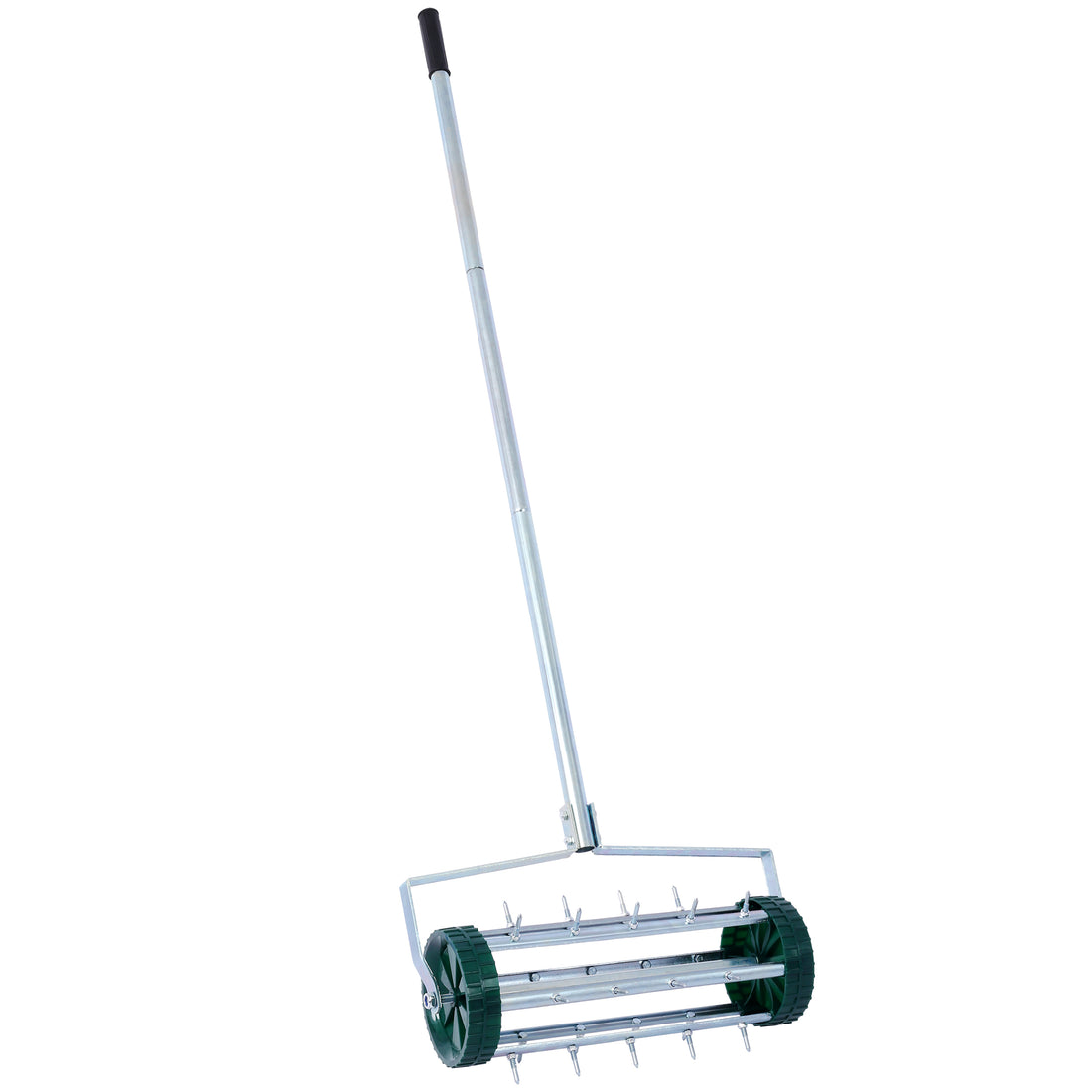 Spike Lawn Aerator, Heavy Duty Rolling Lawn Aerator, Garden Yard Rotary Push Lawn Aeration With Steel Handle Green Steel