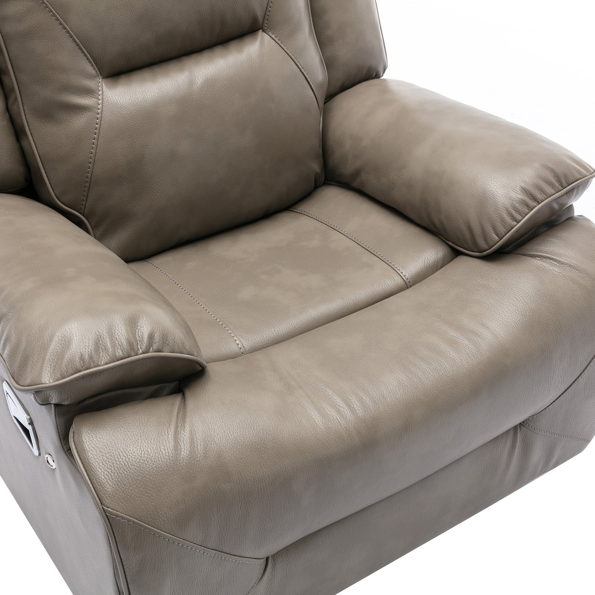 2 Seater Home Theater Recliner Manual Recliner Chair With A Led Light Strip Two Cup Holders And A Storage Box For Living Room,Bedroom, Grey Grey Foam Pu