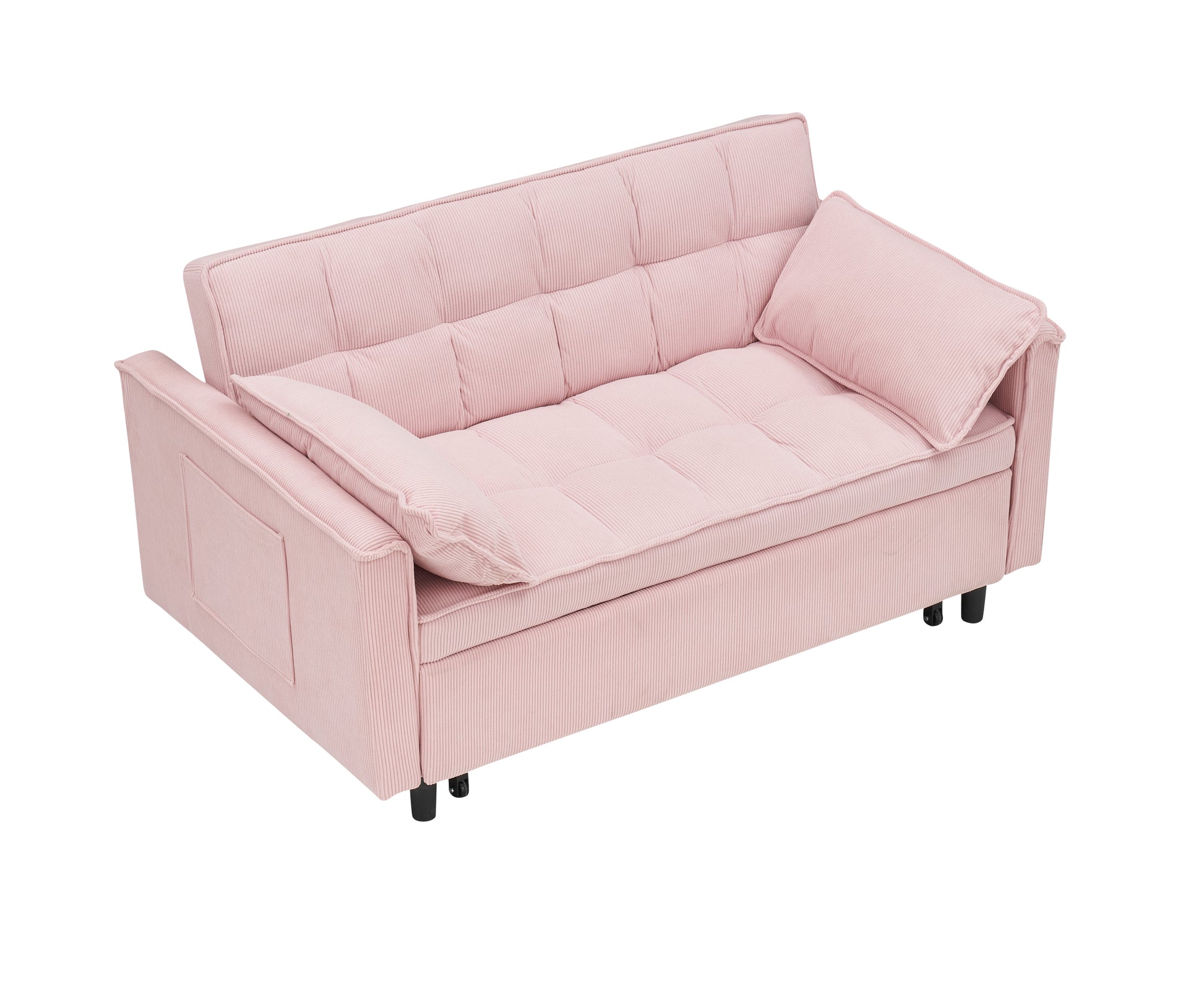 Folding Sofa Bed With Adjustable Back Access To Sofa Recliner Single Bed Adult Modern Chair Bed ,Pink Pink Corduroy 2 Seat