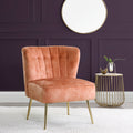 Burnt Orange Tufted Wingback Accent Chair Orange Primary Living Space Modern Velvet
