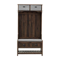 Hall Tree With 6 Hooks And Hinged Lid, Coat Hanger, Entryway Bench, Storage Bench, 3 In 1 Design, 69Inch, For Entrance, Hallway Brown Mdf