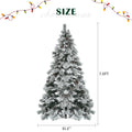 7.5Ft Pre Lit Spruce Snow Flocked Christmas Tree With Pine Cones, Artificial Xmas Tree With 745 Branch Tips,Mixed Pe & Pvc Branches, 450 Multi Color Led Lights, 11 Flashing Modes, Holiday Decor White Green Polyethylene,Pvc