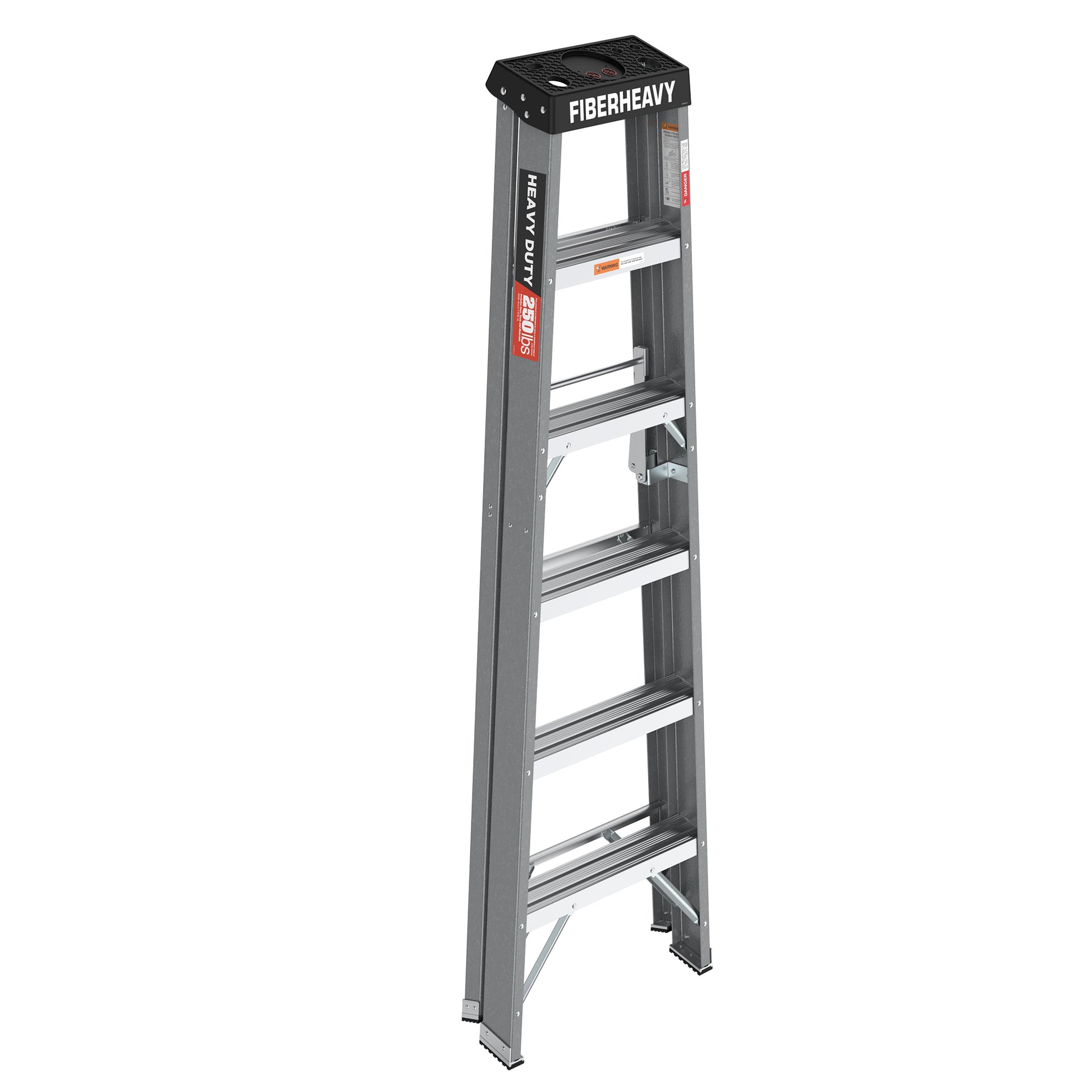 6 Fibreglass Step Ladder Series 250Lbs Grey Fiberglass