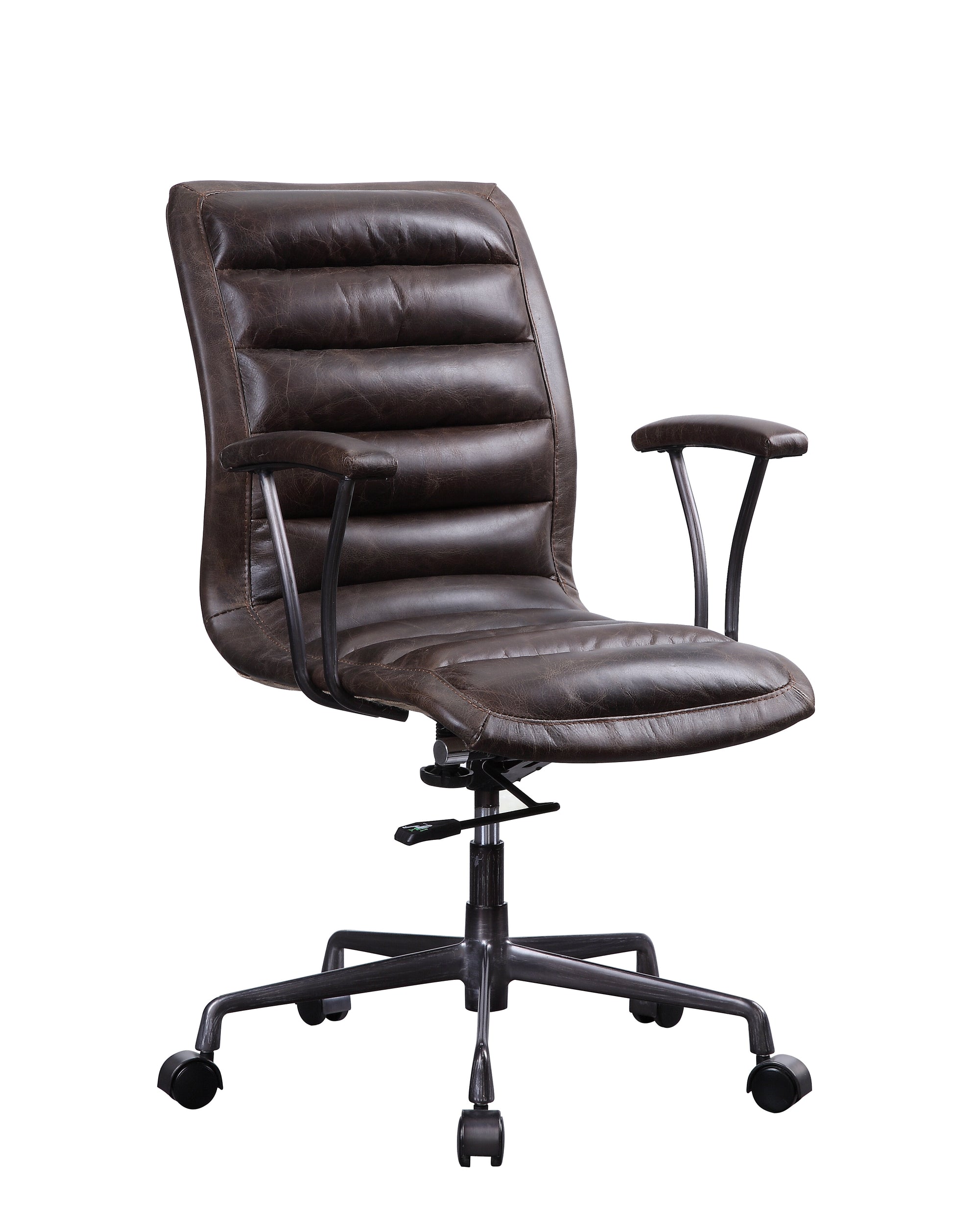 Distress Chocolate Swivel Office Chair With Casters Caster Solid Chocolate Office Office Chairs Solid Back Swivel Genuine Leather
