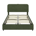 Upholstered Platform Full Size Hydraulic Storage Bed, Lift Up Storage Bed With Rgb Led Light, Bluetooth Speaker, No Box Spring Needed, Lychee Velvet, Green Full Green Velvet Fabric Metal