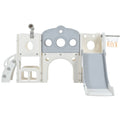 7 In 1 Toddler Slide Set, Freestanding Space Set With Slide, Kids Slide Playset Structure, Arch Tunnel And Basketball Hoop, Toy Storage Organizer For Toddlers, Kids Climbers Playground Grey White 50 99 Lbs Cute 1 To 2 Years Hdpe Indoor & Outdoor Use