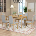 7 Piece Farmhouse Dining Set Classic Rustic Table And 6 High Back Design Chairs For Dining Room, Kitchen Natural Wood Wash Natural Wood Wash Solid Wood Mdf