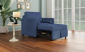 3 In 1 Convertible Sleeper Chair With Adjustable Backrest, Lounger Chair Turns Into Bed, Single Bed For Living Room, Velvet, Ink Blue Blue Velvet