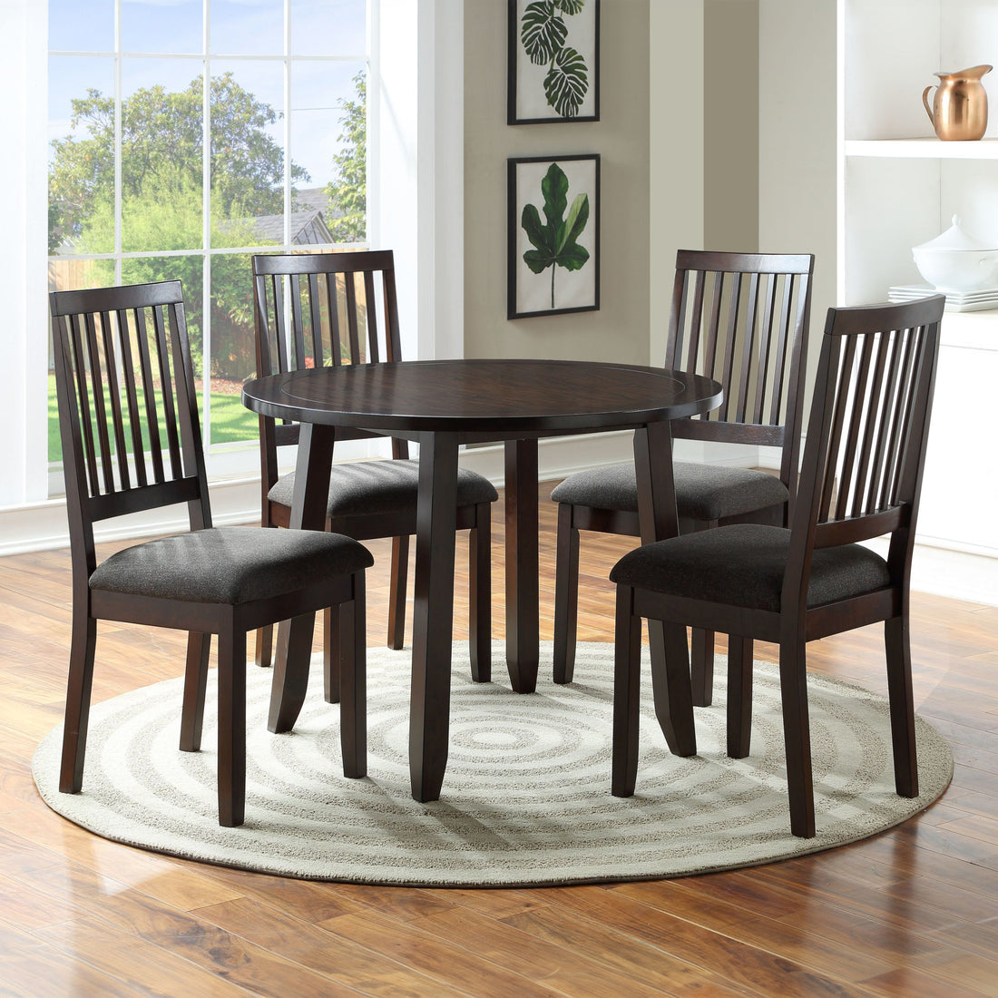 Yorktown 5 Piece Dining Set Dark Brown Dark Brown Wood