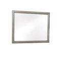 Wooden Square Mirror With Molded Details And Dual Texture, Gray Gray Wood