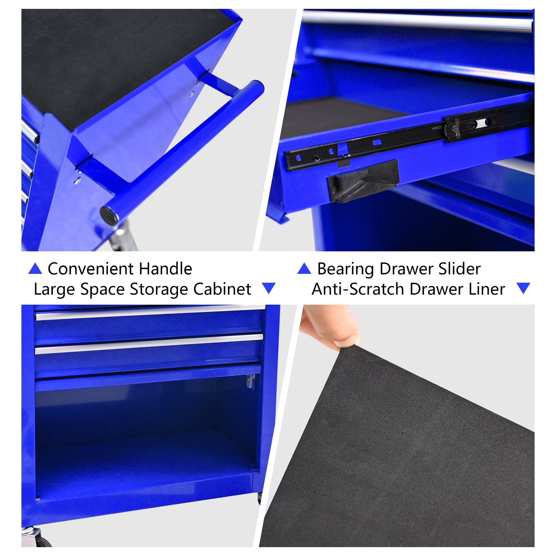 4 Drawers Multifunctional Tool Cart With Wheels Blue Blue Steel