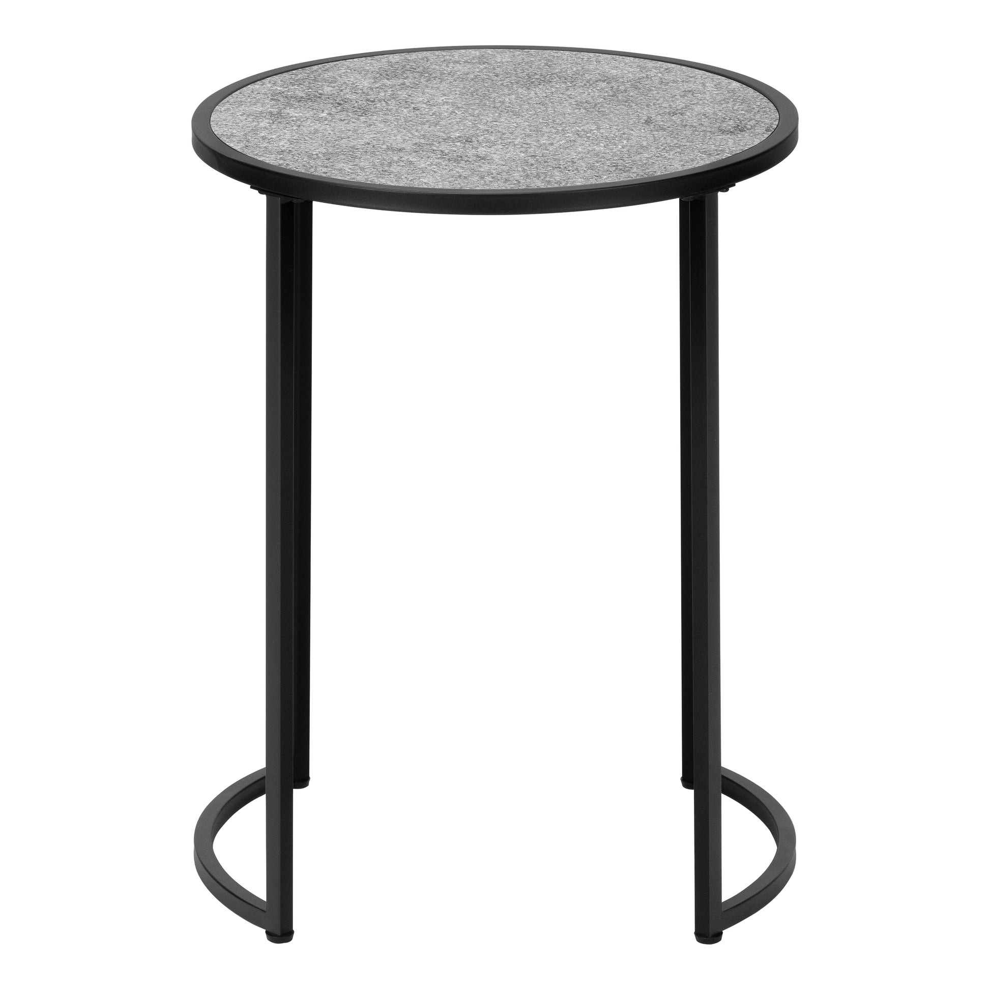 Accent Table, Side, Round, End, Nightstand, Lamp, Living Room, Bedroom, Grey Laminate, Black Metal, Contemporary, Modern Grey Metal