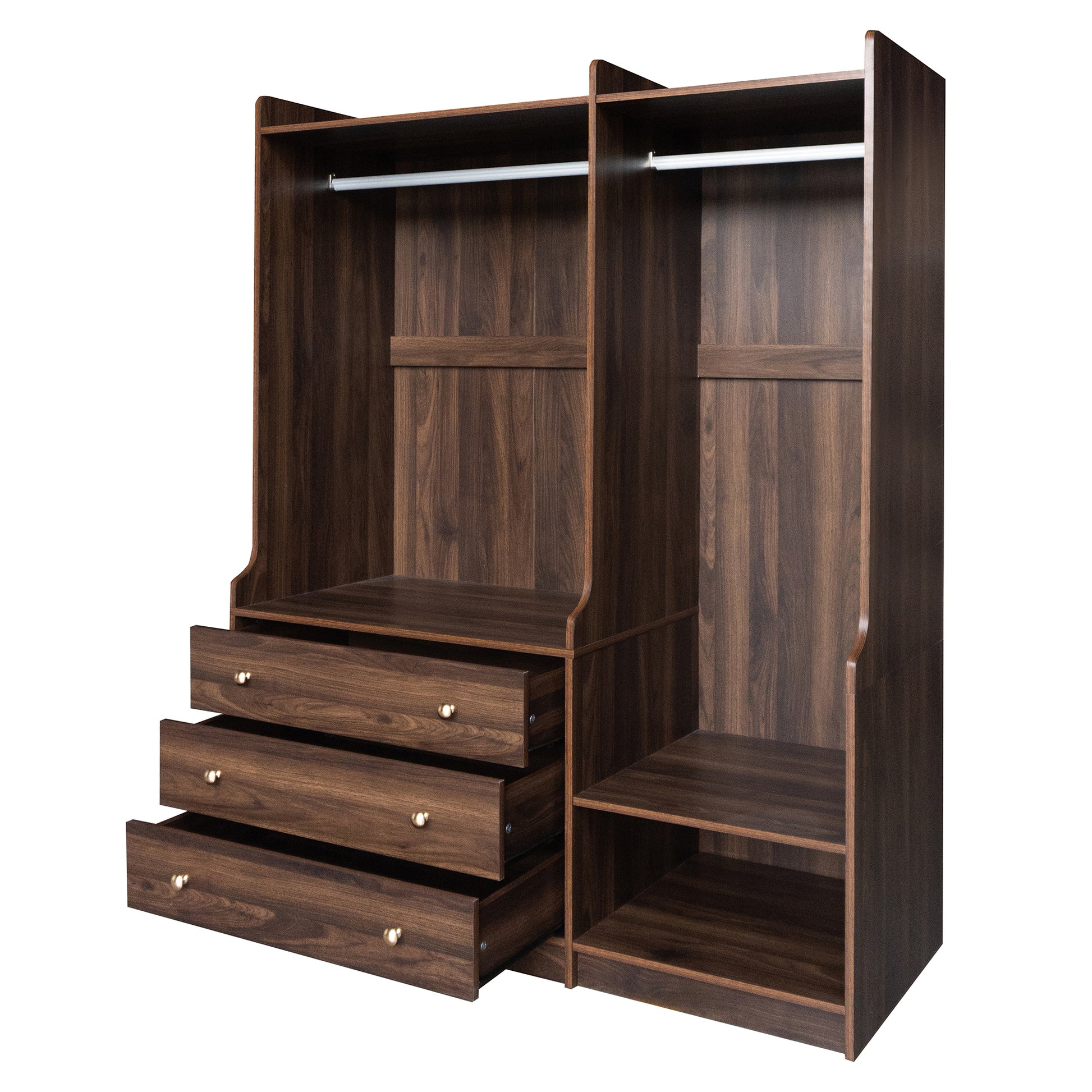 Open Wooden Wardrobe Storage For Bedroom, Brown Brown Particle Board