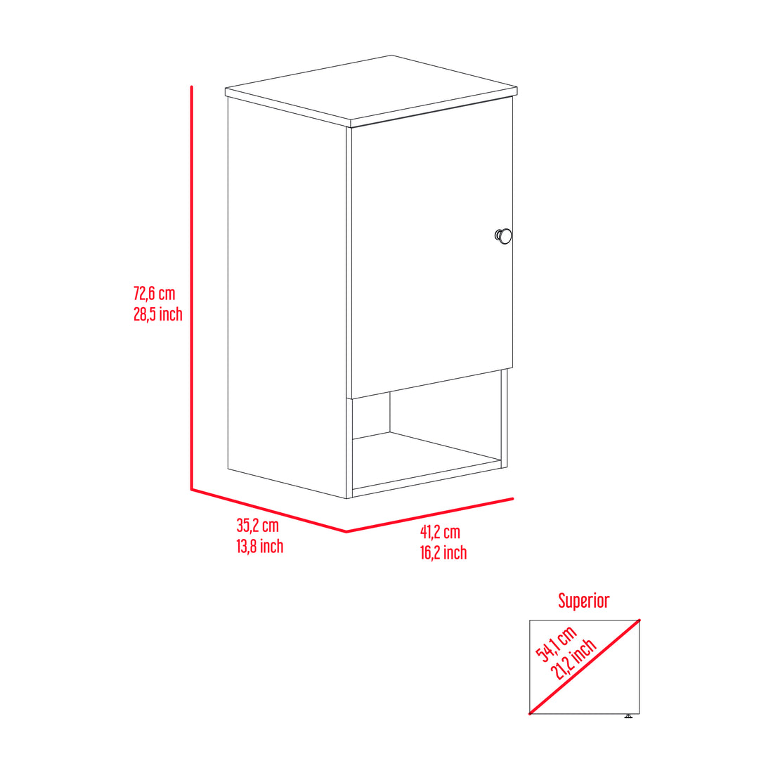 Medicine Single Door Cabinet 28" H, One Shelf, Two Interior Shelves, Light Gray Gray Particle Board Particle Board