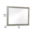 Wooden Square Mirror With Molded Details And Dual Texture, Gray Gray Wood