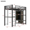 Twin Size Metal Loft Bed With Built In Wardrobe, Desk And Shelves, Black Expected Arrival Time: 9.3 Box Spring Not Required Twin Black Mdf Metal