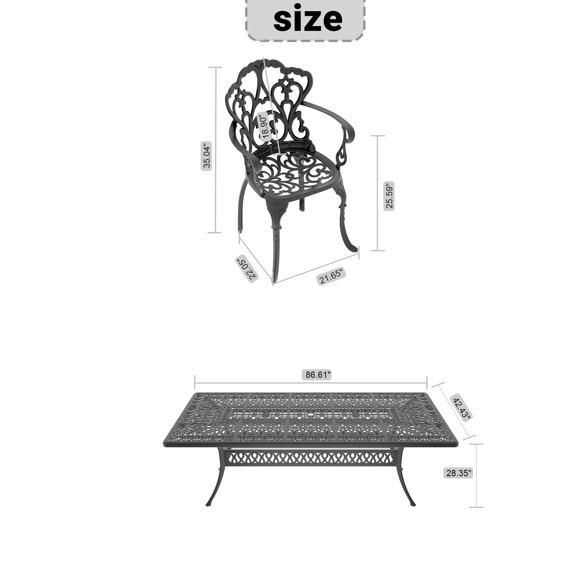 Cushions In Random Colors 9 Piece Set Of Cast Aluminum Patio Furniture With Cushions Yes Dining Set Black Seats 8 Rust Resistant Frame Water Resistant Cushion Garden & Outdoor Complete Patio Sets Aluminium