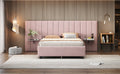 Full Size Upholstered Platform Bed With Big Headboard, Bedroom Furniture, Velvet, Pink Full Pink Plywood